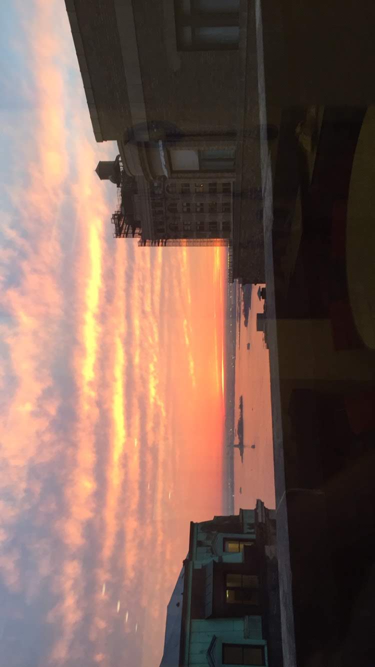 Sunset from a high rise in the financial district, Manhattan, NYC